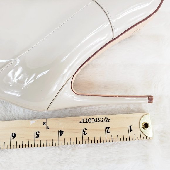 Bad Girlz Off White Nude Stretch Patent Wide Top Thigh High Heel Boots Brand New - Picture 7 of 10